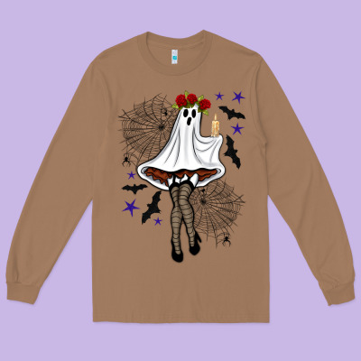 Freak Ghost Halloween Long Sleeve Tee Designed By Bundleandbundleshop