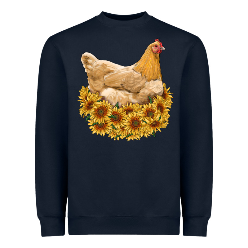 Chicken With Sunflowers Heavyweight Sweatshirt by RanaPortraitStore | Teevron