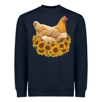 Navy chicken with sunflowers Heavyweight Sweatshirt - RanaPortraitStore