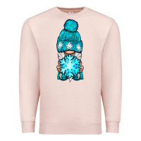 Pale Pink winter gnome with snowflake Premium Sweatshirt - NancyCooperArtShop