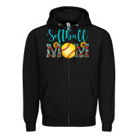 Black western leopard  sunflowers glitter mom softball Zipper Hoodie - Artiststas