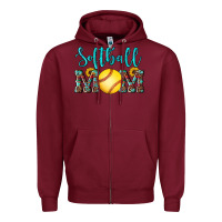 Burgundy western leopard  sunflowers glitter mom softball Zipper Hoodie - Artiststas