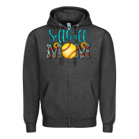 Charcoal Heather western leopard  sunflowers glitter mom softball Zipper Hoodie - Artiststas