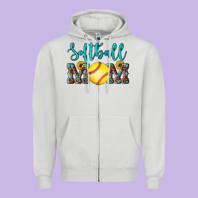 Western Leopard  Sunflowers Glitter Mom Softball Zipper Hoodie Designed By Artiststas