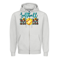 Dove Grey western leopard  sunflowers glitter mom softball Zipper Hoodie - Artiststas