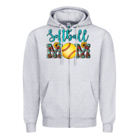 Heather Grey western leopard  sunflowers glitter mom softball Zipper Hoodie - Artiststas