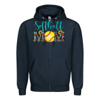 Navy western leopard  sunflowers glitter mom softball Zipper Hoodie - Artiststas