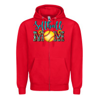Red western leopard  sunflowers glitter mom softball Zipper Hoodie - Artiststas