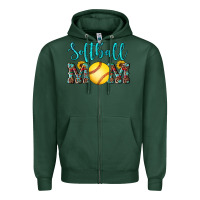 Sports Green western leopard  sunflowers glitter mom softball Zipper Hoodie - Artiststas