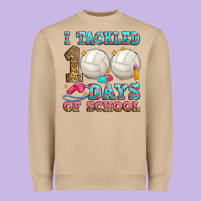I Tackled 100 Days Of School Volleyball Heavyweight Sweatshirt Designed By Zillion Design Studio