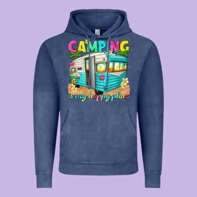 Camping Is My Happy Place Vintage Hoodie Designed By Texasbilliewilder