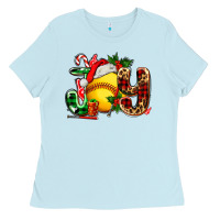 Baby Blue joy with softball Ladies Tee - AdoDesignShop