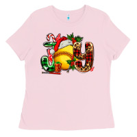 Bubblegum Pink joy with softball Ladies Tee - AdoDesignShop