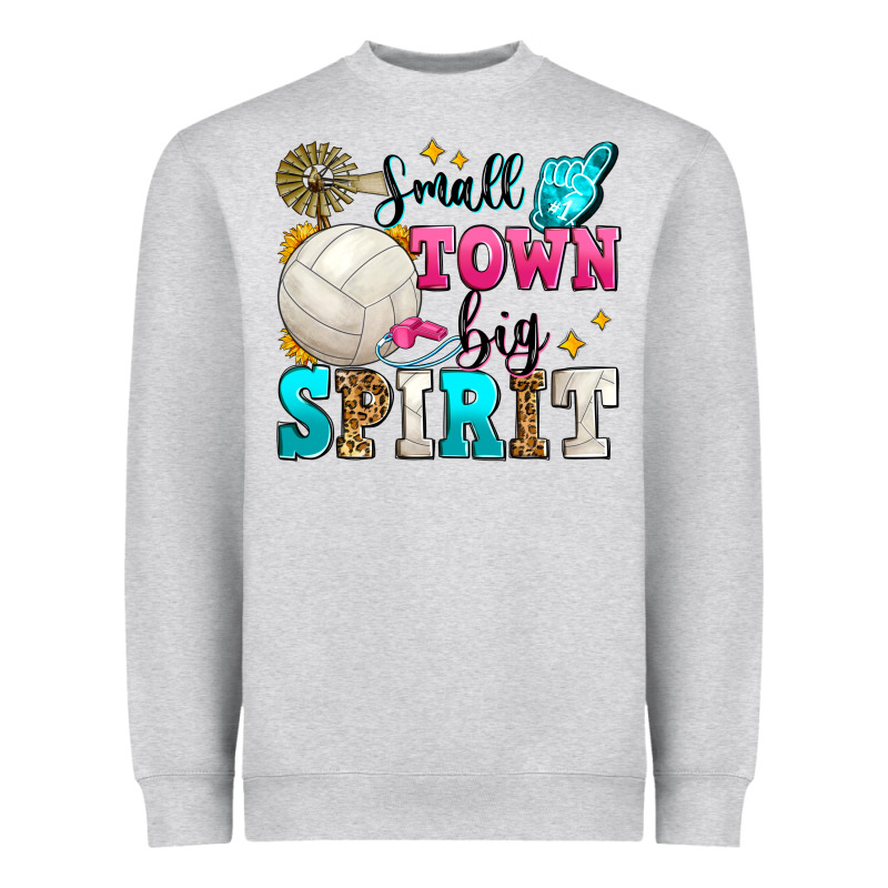Small Town Big Spirit Volleyball Heavyweight Sweatshirt by Zillion Design Studio | Teevron