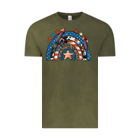 Vintage Olive American rainbow 4th of july Vintage Tee - CowGirlArtShop
