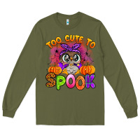 Army Green too cute to spook with owl Long Sleeve Tee - Artiststas