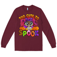 Burgundy too cute to spook with owl Long Sleeve Tee - Artiststas