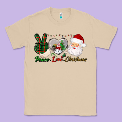 Peace Love Christmas Classic Tee Designed By Bundleandbundleshop