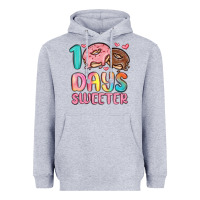 Heather Grey 100 days sweeter Heavyweight Hoodie - MaliasSmallBusiness
