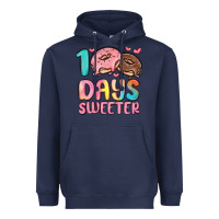 Navy 100 days sweeter Heavyweight Hoodie - MaliasSmallBusiness