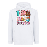 White 100 days sweeter Heavyweight Hoodie - MaliasSmallBusiness