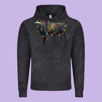 Christmas Black Angus Bull With Christmas Lights Vintage Hoodie Designed By Ranaportraitstore