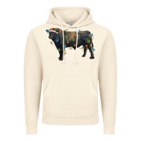 Vintage Artic christmas black angus bull with christmas lights Vintage Hoodie - RanaPortraitStore