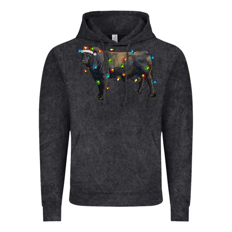 Christmas Black Angus Bull With Christmas Lights Vintage Hoodie by RanaPortraitStore | Teevron