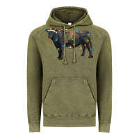 Vintage Olive christmas black angus bull with christmas lights Vintage Hoodie - RanaPortraitStore