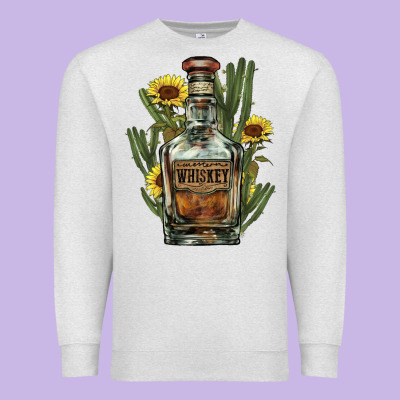 Western Whiskey Bottle Premium Sweatshirt Designed By Nancycooperartshop