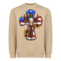 Mushroom american flag cross cow skull sunflowers Heavyweight Sweatshirt - RanaPortraitStore
