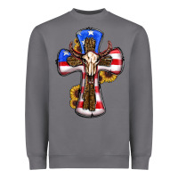 Storm american flag cross cow skull sunflowers Heavyweight Sweatshirt - RanaPortraitStore