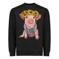 Black sunflower pig with gemstone Heavyweight Sweatshirt - RanaPortraitStore