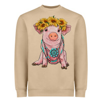 Mushroom sunflower pig with gemstone Heavyweight Sweatshirt - RanaPortraitStore