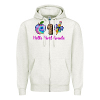 Oatmeal Heather hello first grade tie dye 3200x2400 Zipper Hoodie - AdoDesignShop