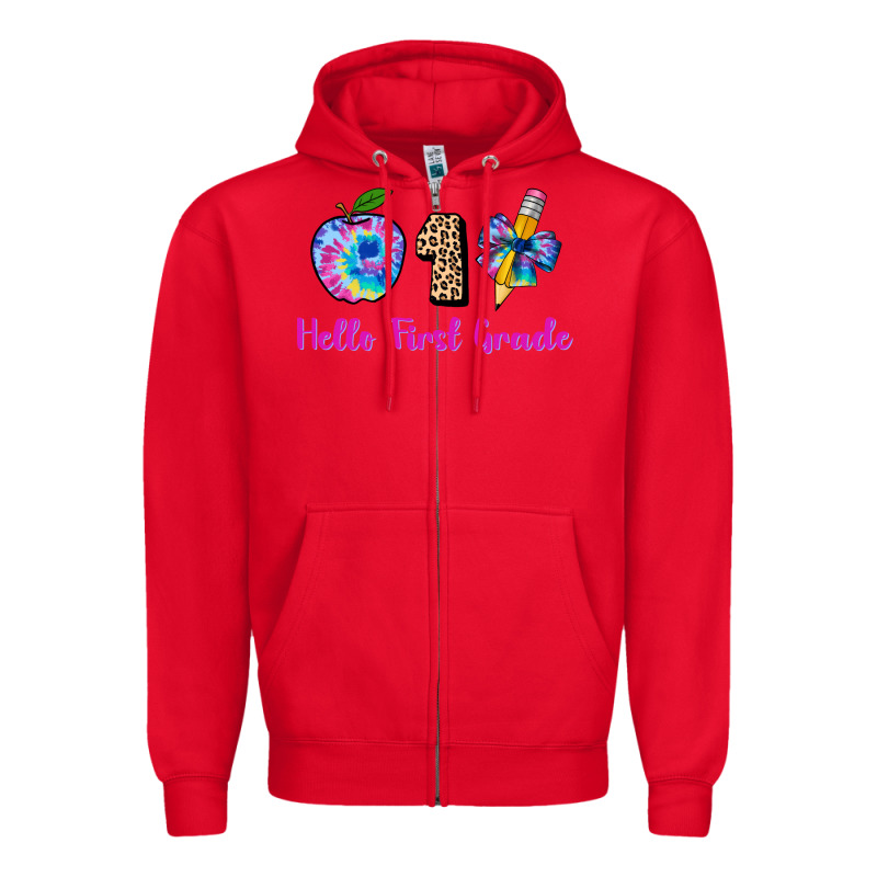 Hello First Grade Tie Dye 3200x2400 Zipper Hoodie by AdoDesignShop | Teevron