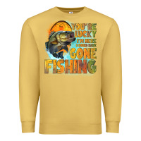 Antique Gold youre lucky im here i could have gone fishing Premium Sweatshirt - NancyCooperArtShop