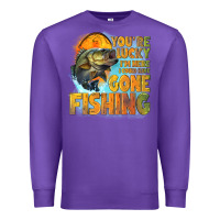 Purple youre lucky im here i could have gone fishing Premium Sweatshirt - NancyCooperArtShop