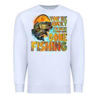 White youre lucky im here i could have gone fishing Premium Sweatshirt - NancyCooperArtShop