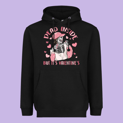 Dead Inside But It's Valentine's Heavyweight Hoodie Designed By Maliassmallbusiness