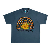 Midnight Navy Thankful Vibes Only Urban Heavy Tee - CowhideDigitalArt