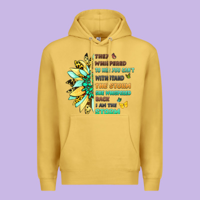 Inspirational Flower And Quote Design Premium Hoodie Designed By Lillyallendesigns