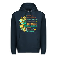Navy inspirational flower and quote design Premium Hoodie - LillyAllenDesigns