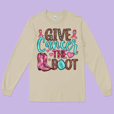 Give Cancer The Boot Long Sleeve Tee Designed By Jahusdesignshop