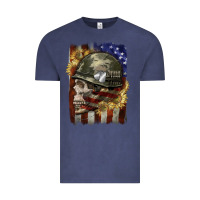 Vintage Denim Army skull 4th of july Vintage Tee - CowGirlArtShop