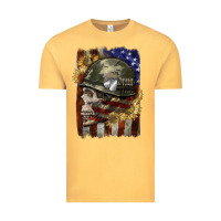 Vintage Mustard Army skull 4th of july Vintage Tee - CowGirlArtShop