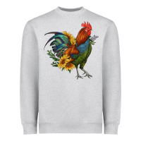 Heather Grey rooster with sunflowers Heavyweight Sweatshirt - RanaPortraitStore