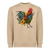 Rooster With Sunflowers Heavyweight Sweatshirt | Teevron