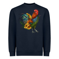 Navy rooster with sunflowers Heavyweight Sweatshirt - RanaPortraitStore