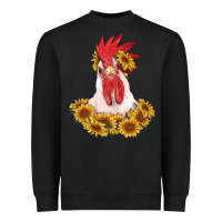 Black rooster head with sunflowers Heavyweight Sweatshirt - RanaPortraitStore